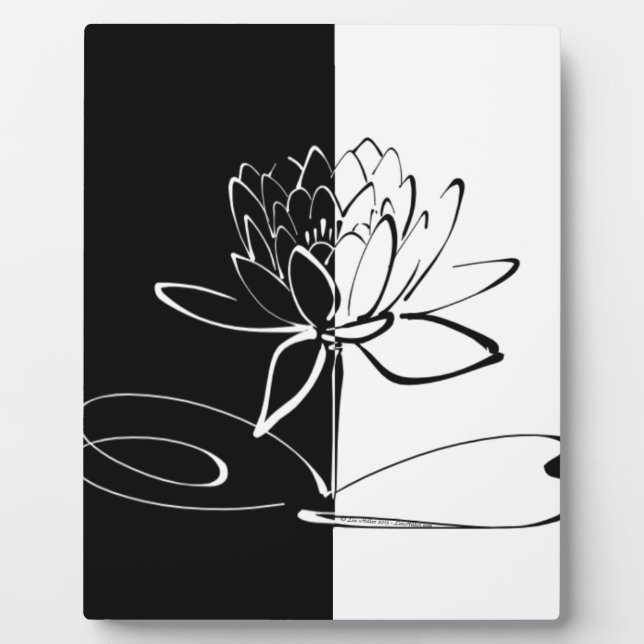 Placa Expositora Yin Yang Black White Lotus Blossom (Frente)