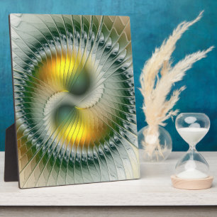 Placa Expositora Yin Yang Green Yellow Resumen Fractal colorido