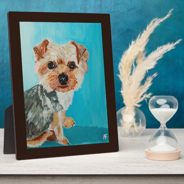 Placa Expositora Yorkshire Terrier Painting by Alfred Fox (Lado)