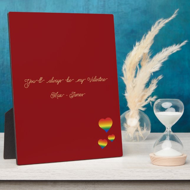 Placa Expositora You'll Always Be My Valentine LGBT Hearts Flag (Lado)