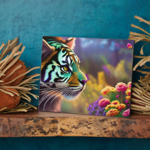 Placa Expositora Young Tiger and Colorful Flowers