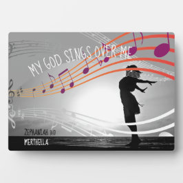 Placa Expositora Zephaniah 3:17 MI DIOS CANTA SOBRE MÍ Personalizad