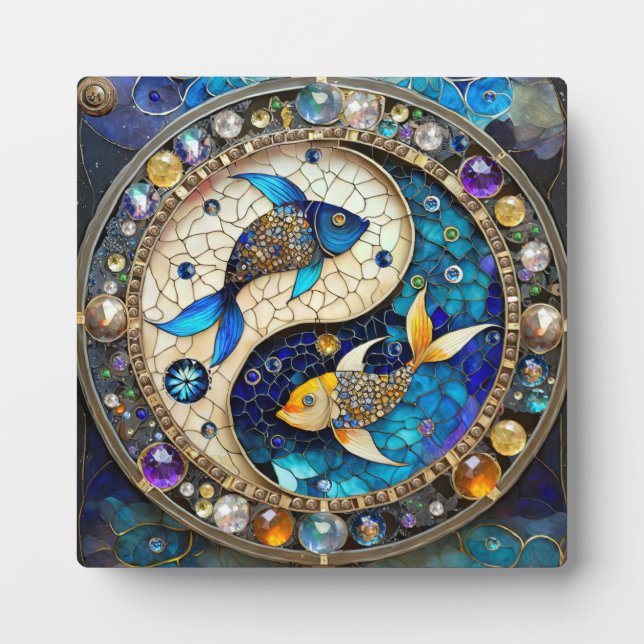 Placa Expositora Zodiac - Pisces Fish Yin y Yang (Frente)