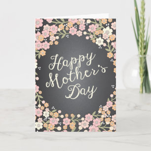 Placa floral de flores - Tarjeta feliz del día de