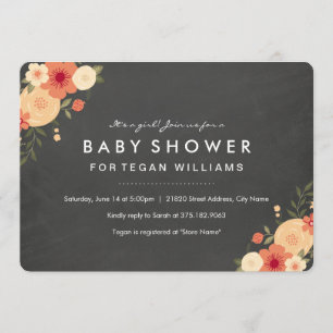 Placa floral Invitación de Baby Shower