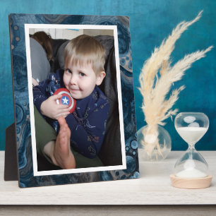 Placa fotográfica de mármol azul y negro