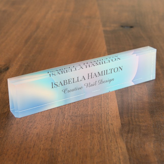 Placa Holográfica de nombre de escritorio líquido (Lateral)