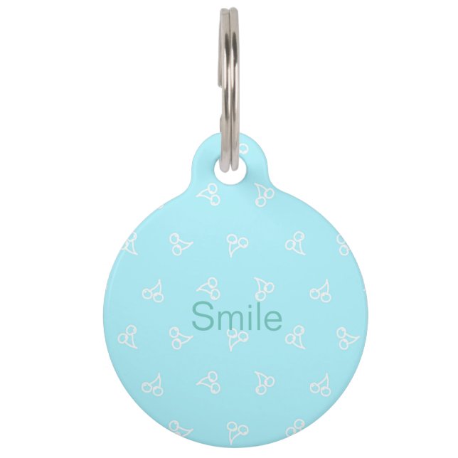 PLACA PARA MASCOTAS 名前　電話番号　カスタム　チェリー（ミントグリーン） (Anverso)