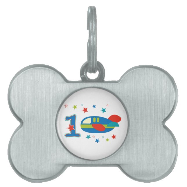 Placa Para Mascotas 1.ᵉʳ avión de cumpleaños (Frente)