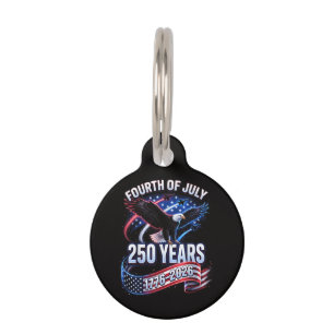 Placa Para Mascotas 250 Aniversario EE. UU. 1776-2026 Patriótico Ameri
