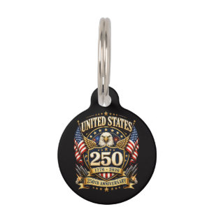 Placa Para Mascotas 250 Aniversario EE. UU. 250 Años 