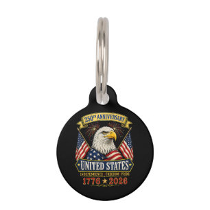 Placa Para Mascotas 250 Aniversario USA 4 de julio Patriótico