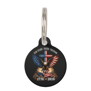 Placa Para Mascotas 250 Aniversario USA Fe Libertad