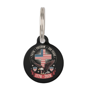 Placa Para Mascotas 250 Aniversario USA Fe Libertad 4 de Julio