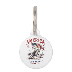 Placa Para Mascotas 250 Años América 1776 2026 Vaquero Patriótico