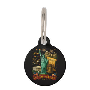Placa Para Mascotas 250 años de libertad estadounidense