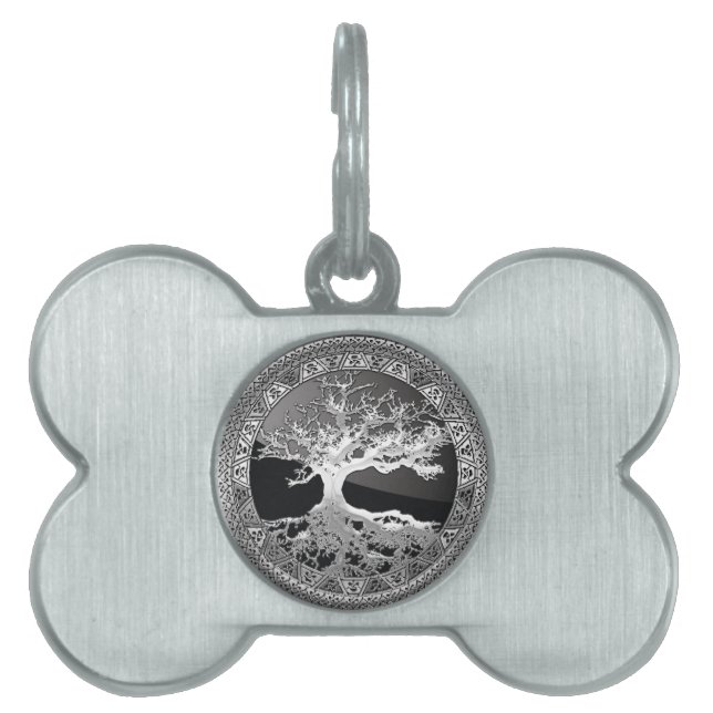 Placa Para Mascotas [300] Árbol celta de vida [Plata] (Frente)