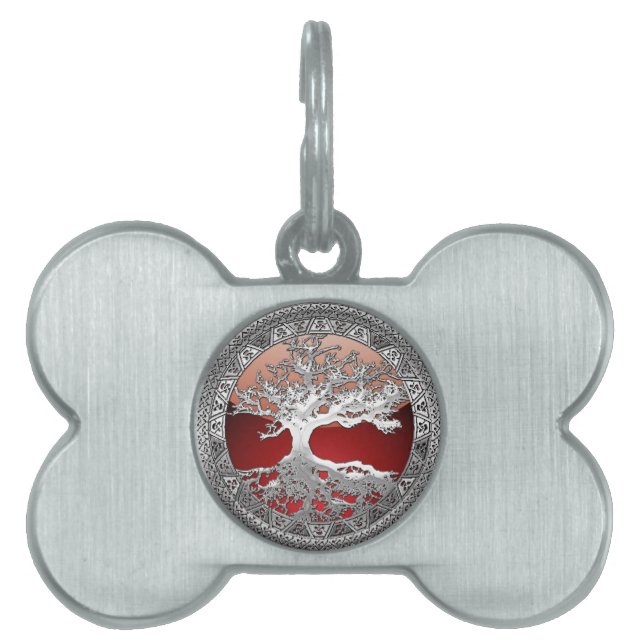 Placa Para Mascotas [300] Árbol celta de vida [Plata] (Frente)