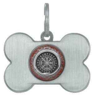 Placa Para Mascotas [300] Compás rúnico mágico de plata de Vegvisir