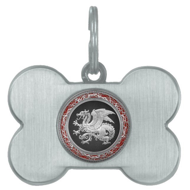 Placa Para Mascotas [300] Dragón islandés, Landvttir [Silver] (Frente)