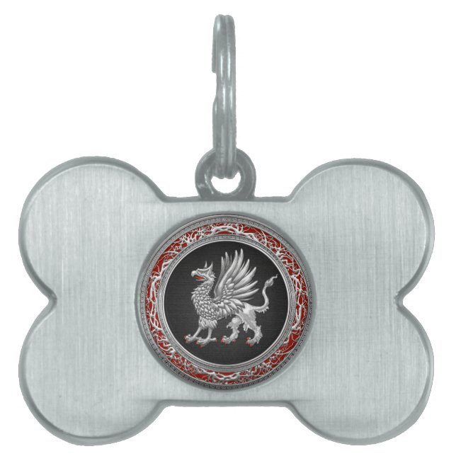 Placa Para Mascotas [300] Grifo de plata sagrado (Frente)