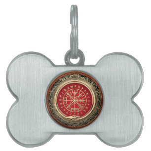 Placa Para Mascotas [300] Vegvisir - Viking Gold Magic Runic Compass