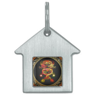 Placa Para Mascotas [400] Dragones rojos y amarillos