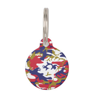 Placa Para Mascotas 4 de julio, Día de la Independencia, Camuflaje Dor