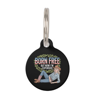 Placa Para Mascotas 4 De Julio "Nacido Libre Pero Ahora Soy Caro" Grac