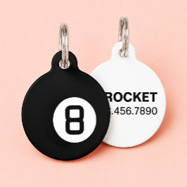 Placa Para Mascotas 8 Ball Magic Eight Ball Personalizado Gato y Perro