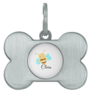 Placa Para Mascotas Abeja amarillo simple acuarela añadir nombre perso