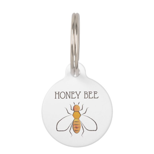 Placa Para Mascotas Abeja de miel amarillo (Anverso)