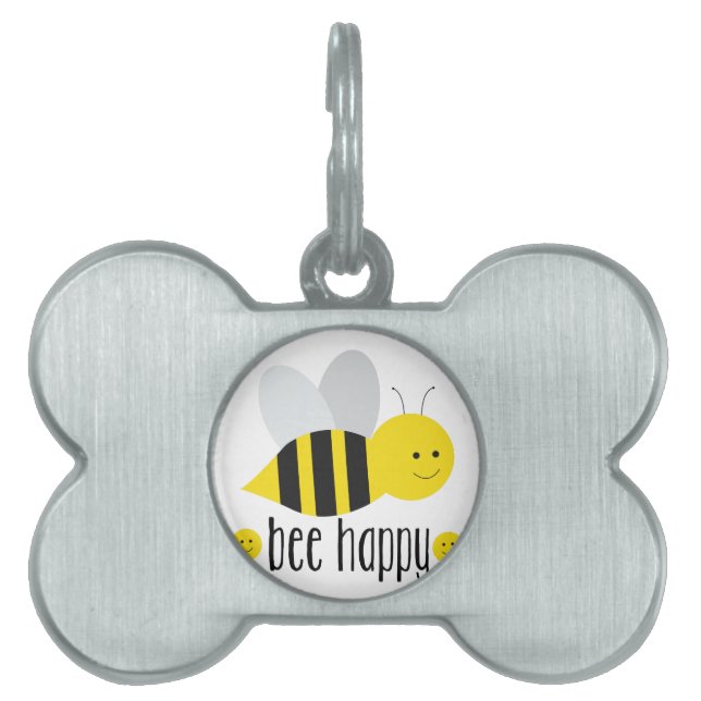 Placa Para Mascotas Abeja feliz (Frente)