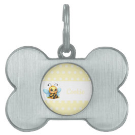 Placa Para Mascotas Abeja linda con Personalizable de puntos de Poka a