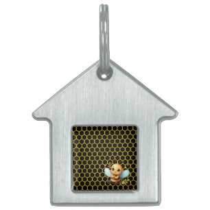 Placa Para Mascotas Abeja pequeña feliz