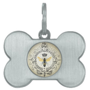 Placa Para Mascotas Abeja reina francesa MODERNA VINTAGE
