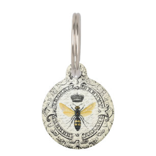 Placa Para Mascotas abeja reina moderna del francés del vintage