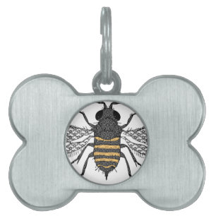 Placa Para Mascotas abeja vintage