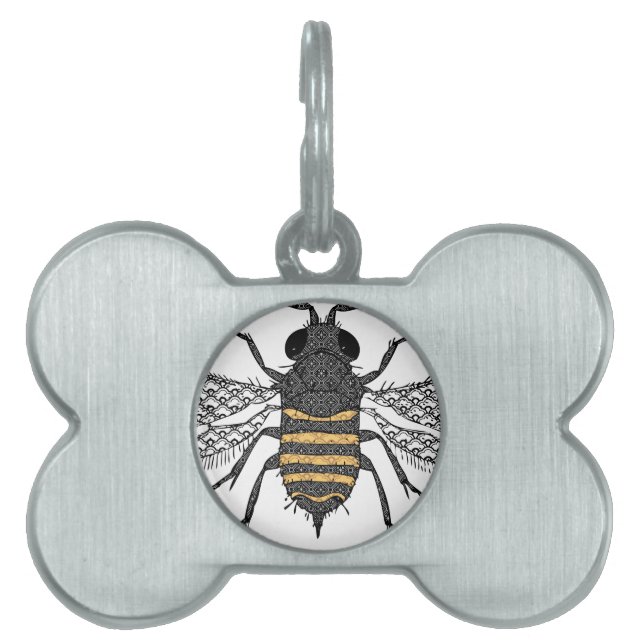 Placa Para Mascotas abeja vintage (Frente)