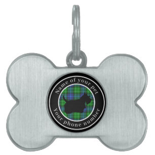 Placa Para Mascotas Abercrombie Tartan Scottie Dog Personalizado