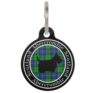Placa Para Mascotas Abercrombie Tartan & Scottie Dog Personalizado