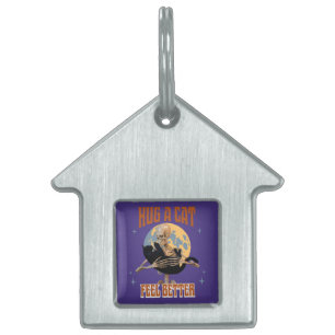 Placa Para Mascotas Abrazarse de gato, sentirse mejor esqueleto abraza