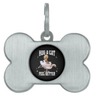 Placa Para Mascotas Abrazarse de gato, sentirse mejor esqueleto abraza