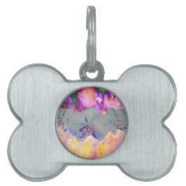 Placa Para Mascotas Abstracto acuarela orquídeas florales tropicales