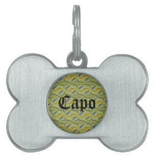 Placa Para Mascotas abstracto amarillo en retroestilo
