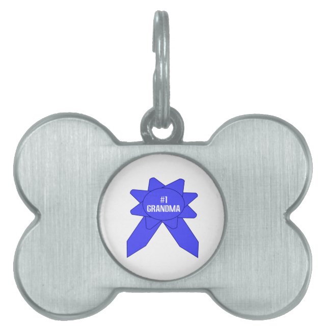 Placa Para Mascotas Abuela Número 1 Cinta Azul (Frente)
