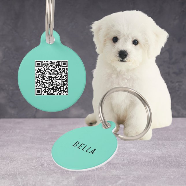 Placa Para Mascotas Accesorios para perros de leche de código QR perso (Personalized QR Code Mint Dog Accessories Minimal Pet ID Tag
)