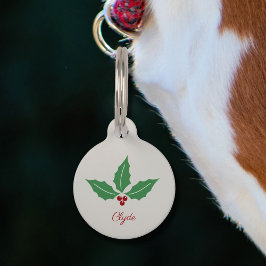 Placa Para Mascotas Acebo de Navidad