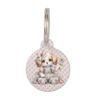 Placa Para Mascotas Acogedor Estilo Perrito Cottagecore Granja Kawaii