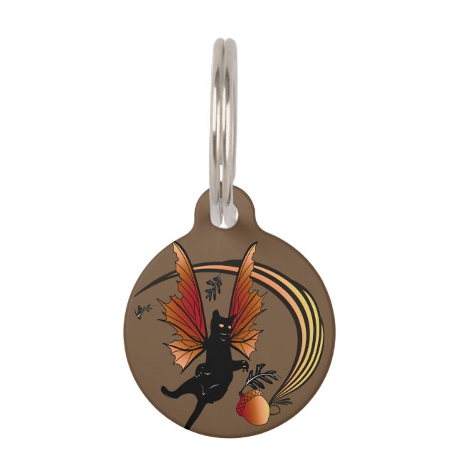 Placa Para Mascotas Acorn de gato cósmico (Anverso)